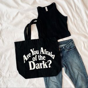DUMBGOOD | Glow in the Dark “Are You Afraid of the Dark?” Black Canvas Tote